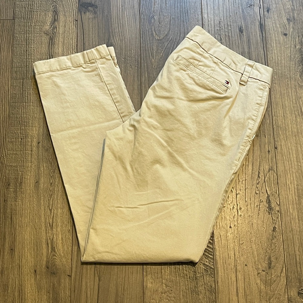 Tommy Hilfiger Womens Khaki Chino Pants Tan Stretch Cotton Trousers Size 6